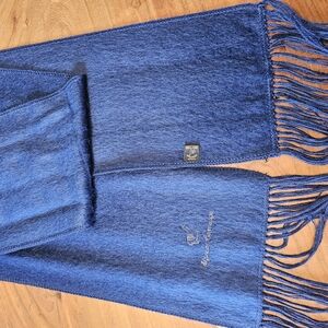 Alpaca Blue Fringe Scarf